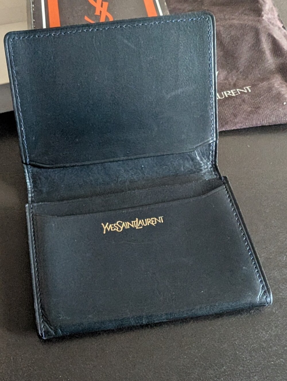 Yves Saint Laurent YSL Vintage Dark Blue Cardholder - Picture 4 of 5